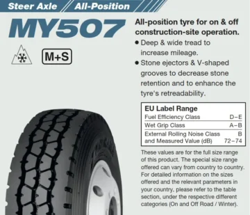 315/80 R22.5 YOKOHAMA MY507 156/150K (D,B,73)