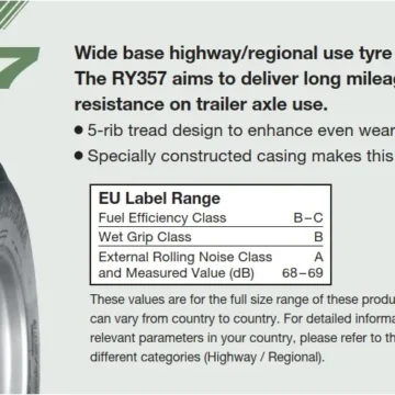 385/65 R22.5 YOKOHAMA RY357 164K (C,A,68)